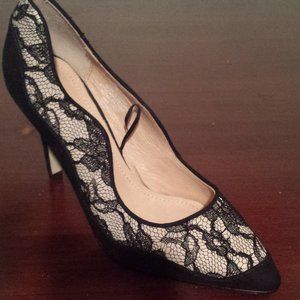 H&M Black Suede heels with Lace overlay size 38